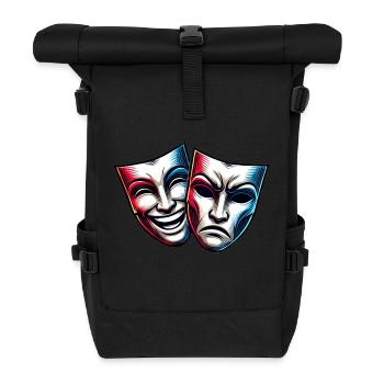Theatre Masks Theatre Cheerful Sad - Roll Top Backpack - black - Front