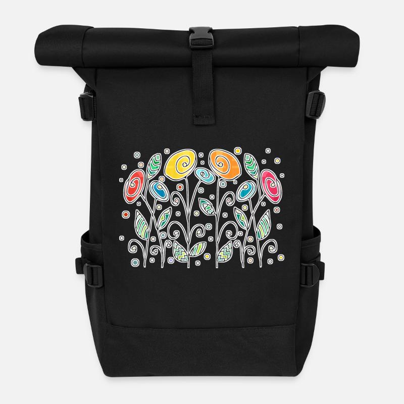 Fleur - Sac à dos roll top - noir