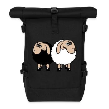 2 Sheep Look Skeptical Offended Friends Team - Roll Top Backpack - black - Front