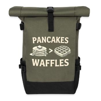 Pfannkuchen über Waffeln - Rolltop Rucksack - Olive/Schwarz - Vorne