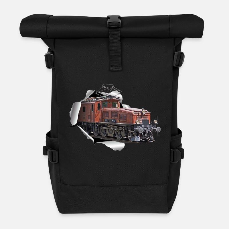 SBB Krokodil CE6 8 durchbricht Papier - Rolltop Rucksack - Schwarz