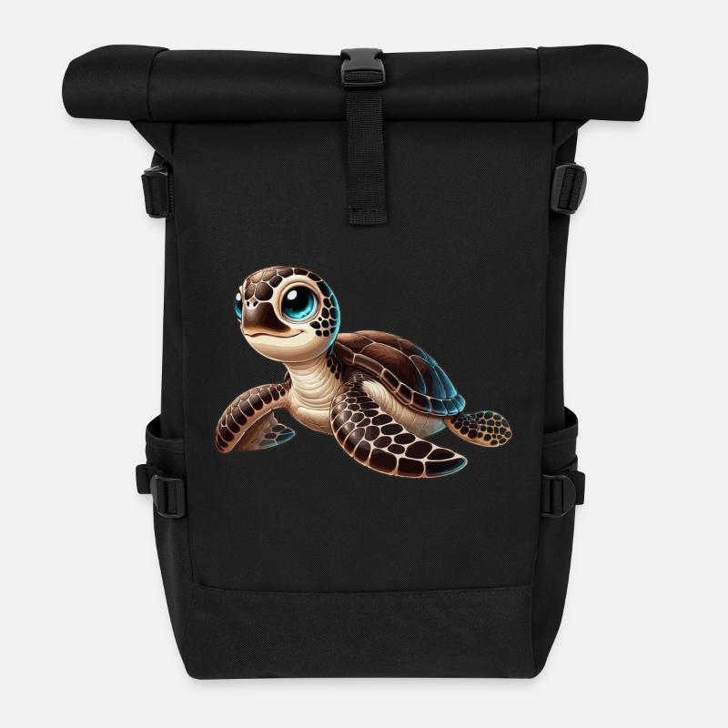 Jeune tortue imbriquée - Sac à dos roll top - noir