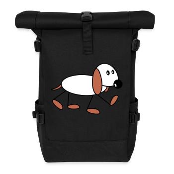Hund Strichmännchen Geht Süß Läuft Spazieren Comic - Rolltop Rucksack - Schwarz - Vorne