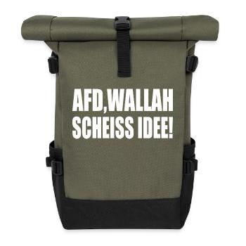 Afd wallah scheiss idee - Rolltop Rucksack - Olive/Schwarz - Vorne