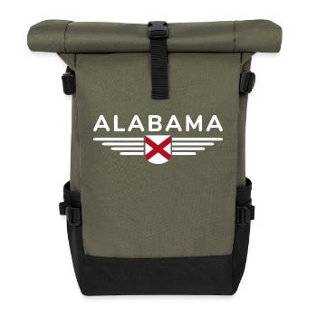 Alabama Fan T-Shirt – USA-Style - Rolltop Rucksack - Olive/Schwarz - Vorne