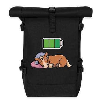 Horse Sleeping Recharging Night Bedtime - Rolltop Rucksack - Schwarz - Vorne