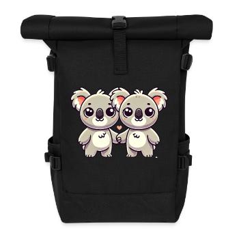Two Cute Koala Friends Holding Hands - Rolltop Rucksack - Schwarz - Vorne
