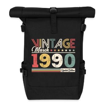 35ème anniversaire cadeau mari Vintage mars 1990 - Sac à dos roll top - noir - Devant
