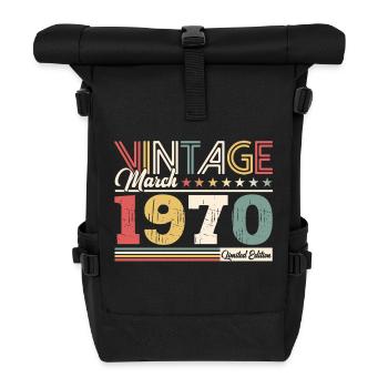 55ème anniversaire cadeau mari Vintage mars 1970 - Sac à dos roll top - noir - Devant
