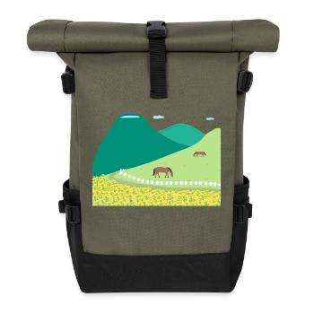 Le printemps dans les champs de canola de Jeju et Hallasan - Sac à dos roll top - olive/noir - Devant
