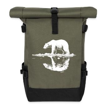 Cool Eisbär Reflektion Silhouette - Rolltop Rucksack - Olive/Schwarz - Vorne