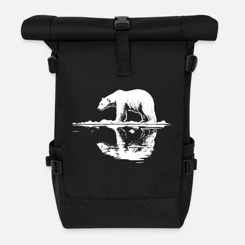 Cool Eisbär Reflektion Silhouette - Rolltop Rucksack - Schwarz
