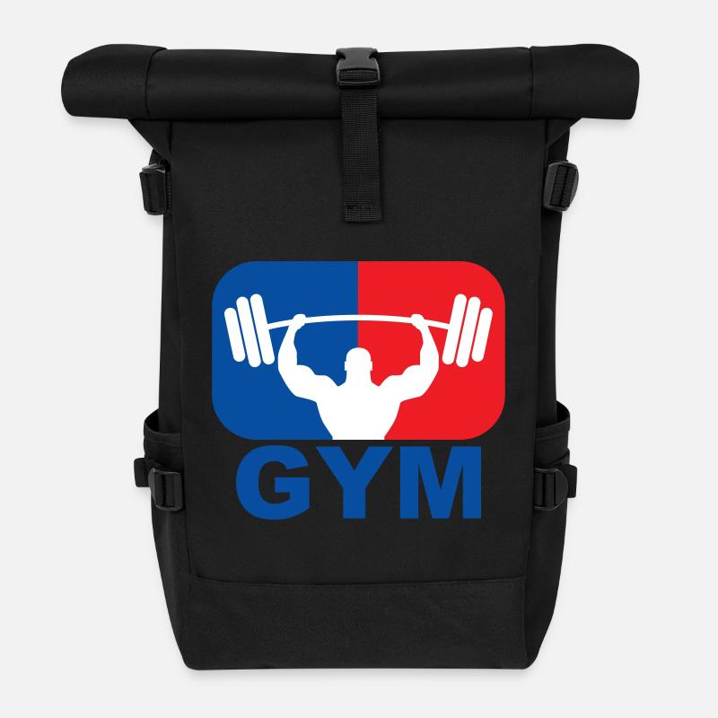 GYM Bodybuilding Gewicht - Rolltop Rucksack - Schwarz