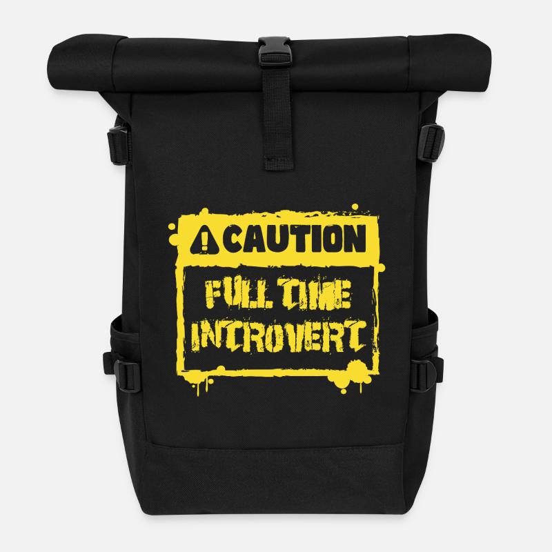 Achtung Full Iime Introvertiertes Geschenk - Rolltop Rucksack - Schwarz