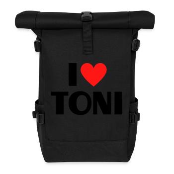 I love Toni Rotes Herz Liebe Fan Geschenk - Rolltop Rucksack - Schwarz - Vorne