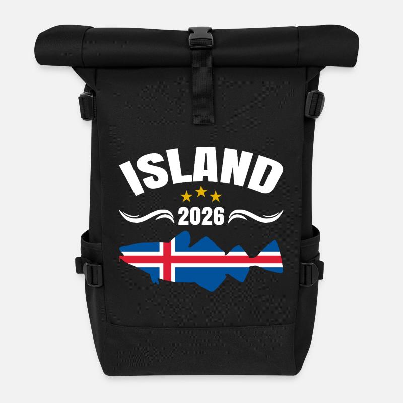 Angelurlaub Island 2026 - Rolltop Rucksack - Schwarz