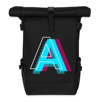 Initial letter A - Roll Top Backpack - black - Front