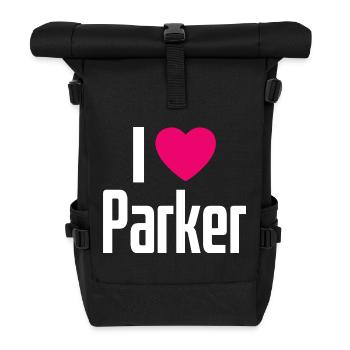 I Love Parker Pinkes Herz Ich liebe Parker - Rolltop Rucksack - Schwarz - Vorne