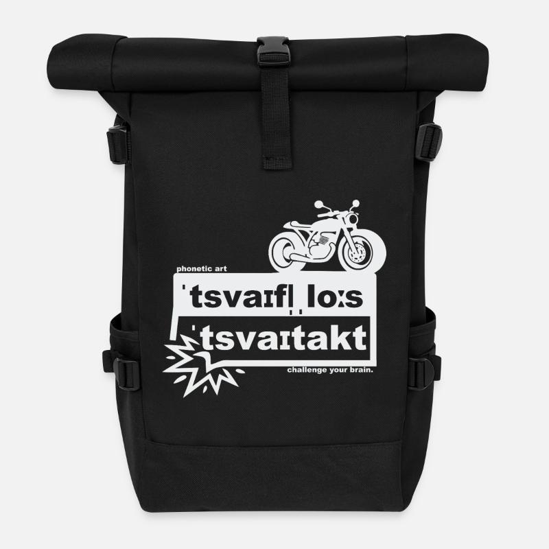 Undoubtedly two-stroke - phonetic art - Roll Top Backpack - black