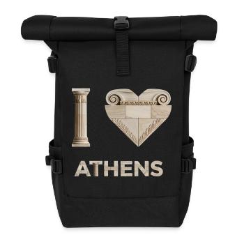 ATHENS – Marble Architectural Lettering - Rolltop Rucksack - Schwarz - Vorne