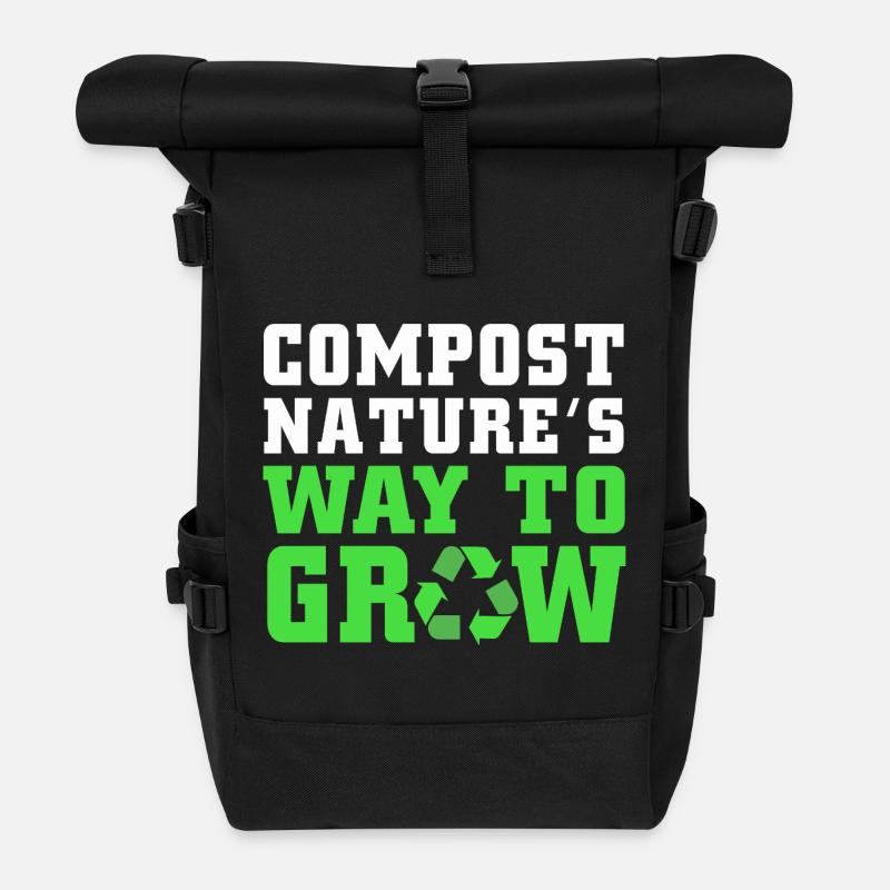 Cadeau de vers de compost - Sac à dos roll top - noir