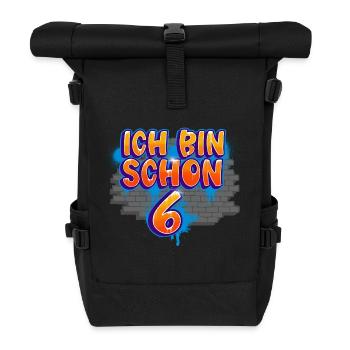 6th Birthday Graffiti - Roll Top Backpack - black - Front