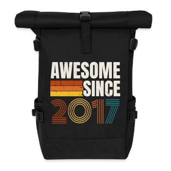Awesome Since 2017 Retro Vintage Birthday - Roll Top Backpack - black - Front