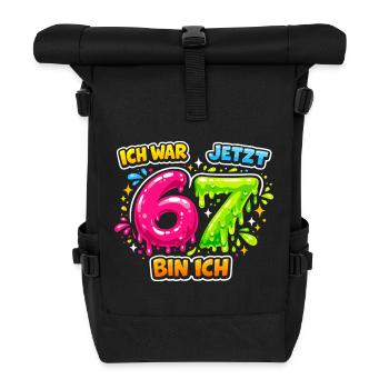 67 Six Seven Meme Gen Alpha Gift - Roll Top Backpack - black - Front