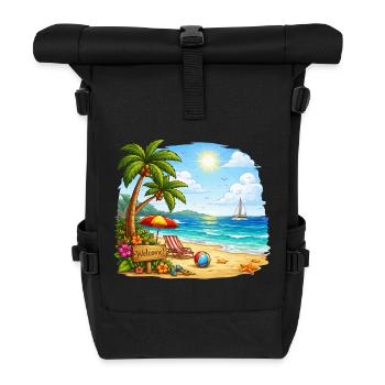 Willkommen am Tropenstrand - Rolltop Rucksack - Schwarz - Vorne