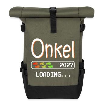 Werdender Onkel 2027 loading ich werde Onkel - Rolltop Rucksack - Olive/Schwarz - Vorne