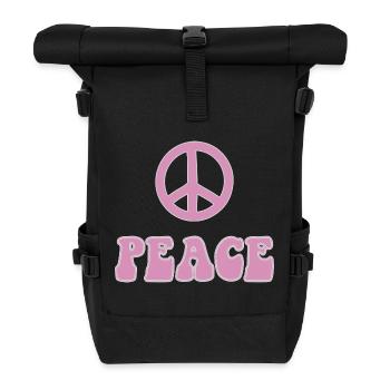 Flower Power de style rétro hippie Peace Symbol - Sac à dos roll top - noir - Devant