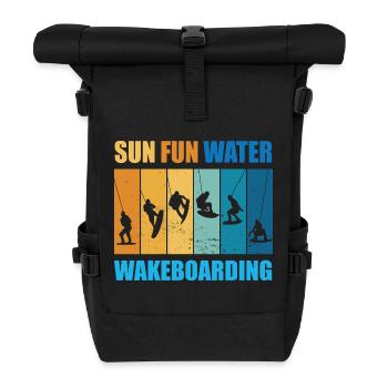 Sonne, Spass, Wasser, Wakeboarden - Rolltop Rucksack - Schwarz - Vorne