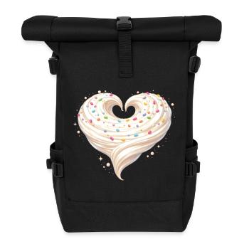 Sahne Herz Backen Süßes Design - Rolltop Rucksack - Schwarz - Vorne