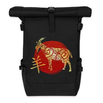 Ziege Chinesisches Tierkreiszeichen Horoskop - Rolltop Rucksack - Schwarz - Vorne