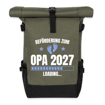 Beförderung zum Opa 2027 – Loading - Rolltop Rucksack - Olive/Schwarz - Vorne