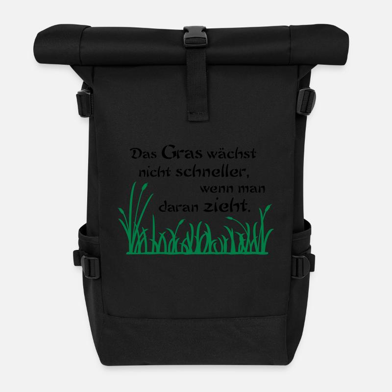 Das Gras wächst nicht schneller - Rolltop Rucksack - Schwarz