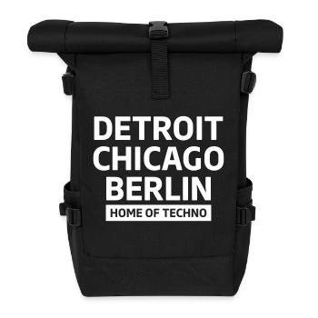 Detroit Chicago Berlin home of techno minimal Club - Roll Top Backpack - black - Front
