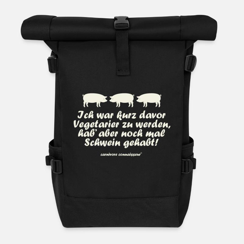 Ich war kurz davor Vegetarier zu werden, hab' aber - Rolltop Rucksack - Schwarz
