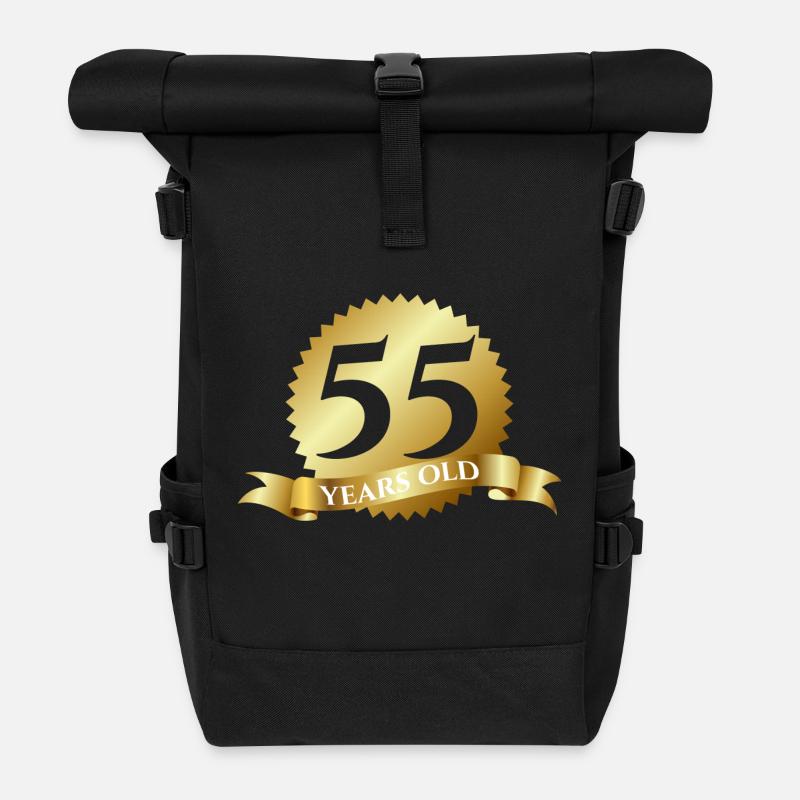 55. Geburtstag: 55 Years Old - Rolltop Rucksack - Schwarz