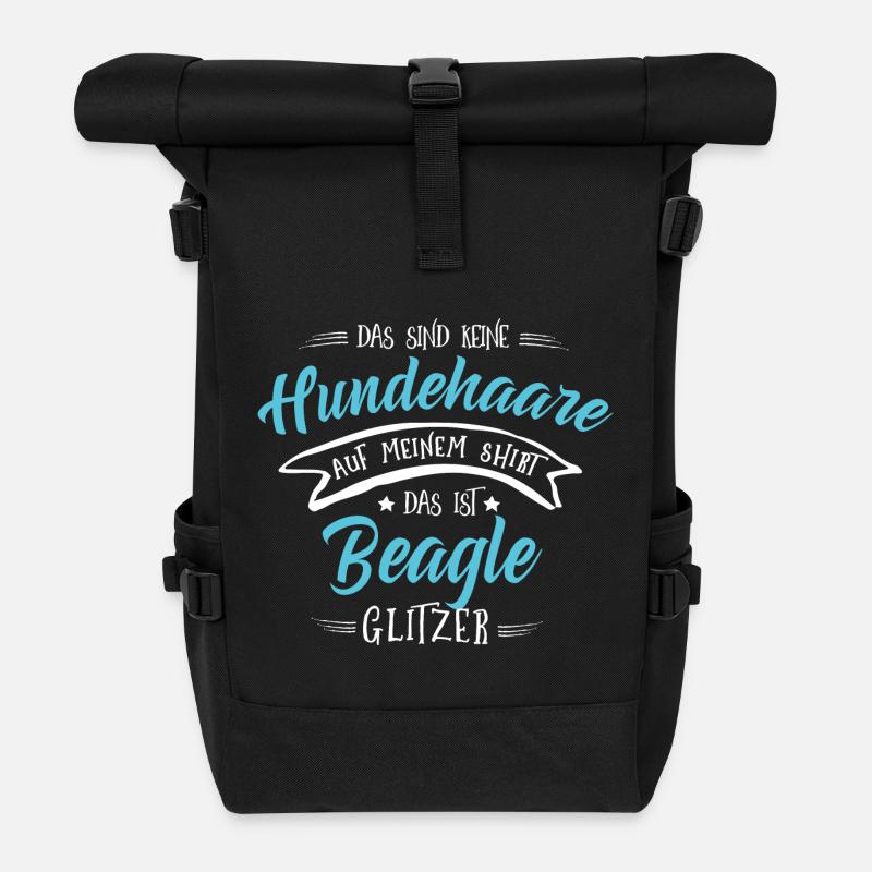 Beagle Shirt-Glitzer - Rolltop Rucksack - Schwarz