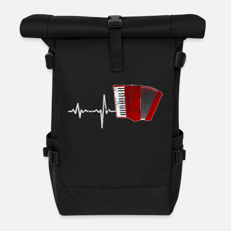 Geschenk Heartbeat Akkordeon - Rolltop Rucksack - Schwarz