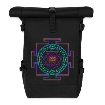 Sri Yantra - filigran - Rolltop Rucksack - Schwarz - Vorne