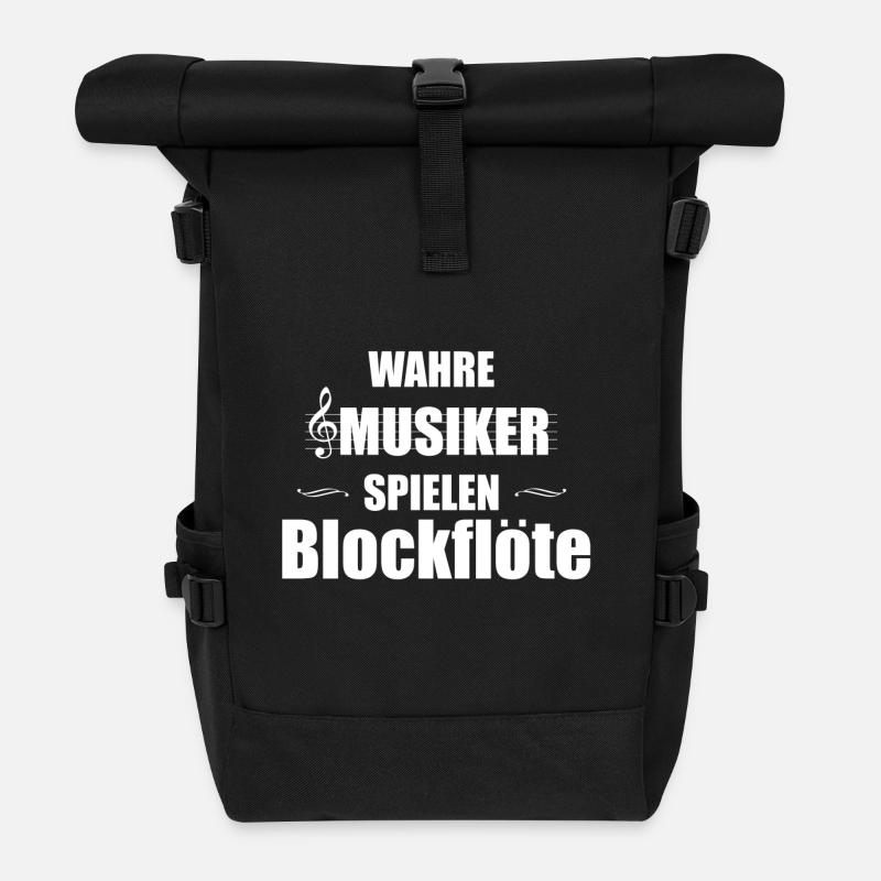 Blockflöte Instrument Geschenk - Rolltop Rucksack - Schwarz