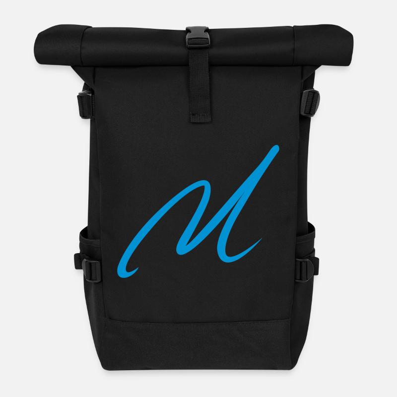 Buchstabe M - Rolltop Rucksack - Schwarz