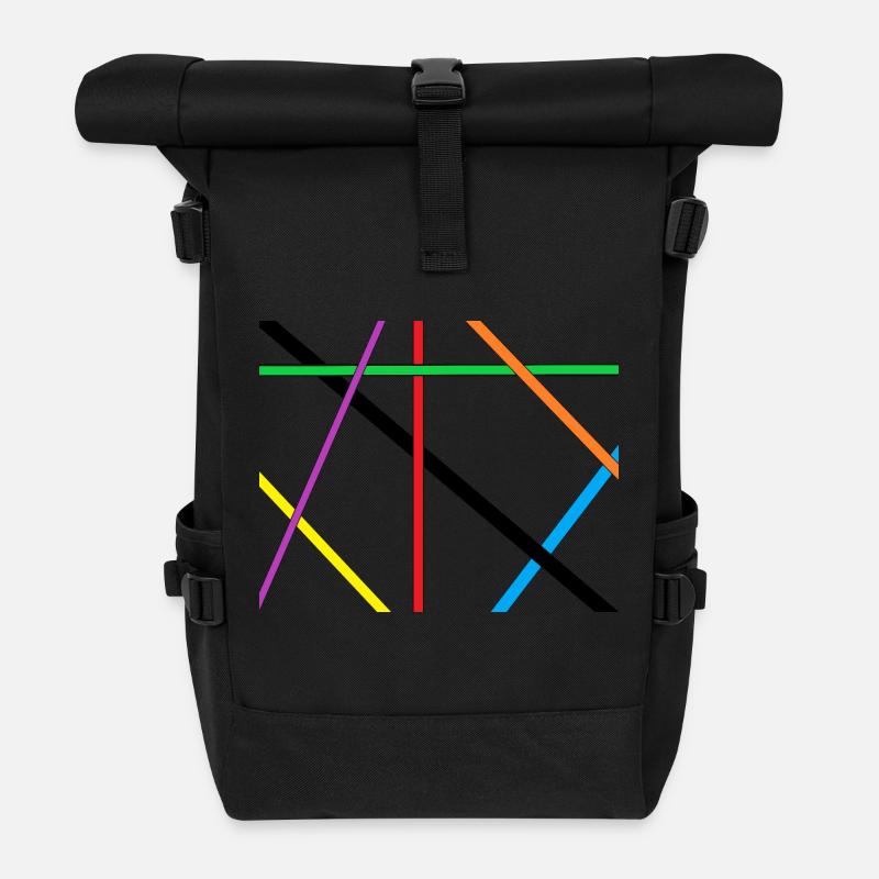 stripe - Roll Top Backpack - black