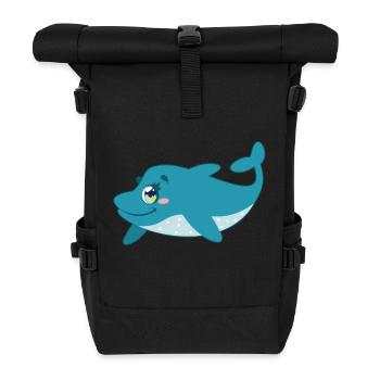 Süßer Delfin mit Rand - Rolltop Rucksack - Schwarz - Vorne