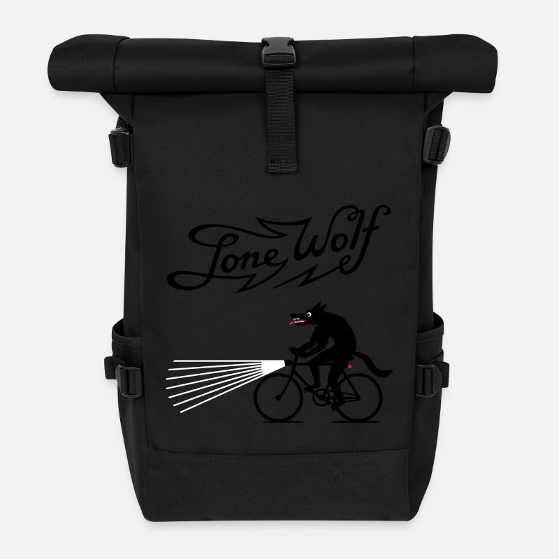 Lone Wolf on bike - Rolltop Rucksack - Schwarz