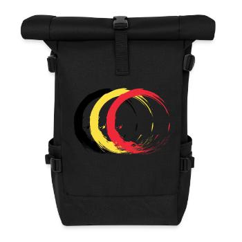 Circle brush Belgium flag flag design colors - Roll Top Backpack - black - Front