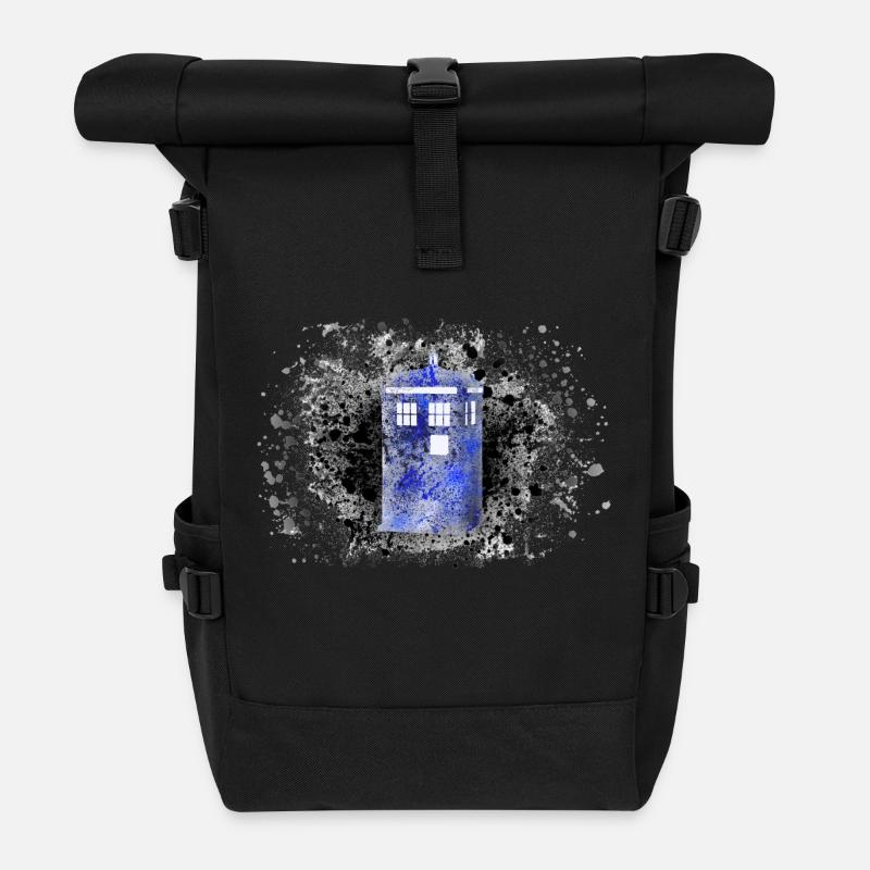 Tardis Paint Splatter - Roll Top Backpack - black