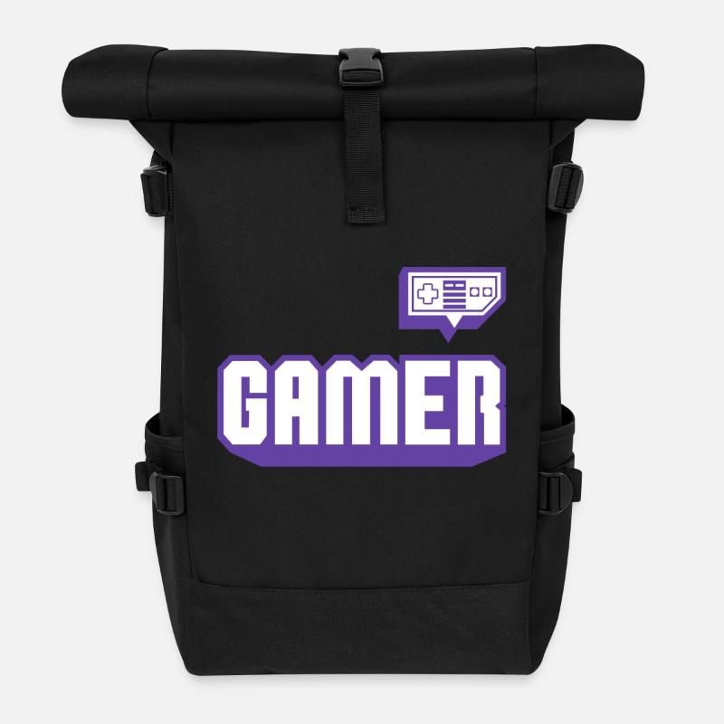 Gamer - Sac à dos roll top - noir
